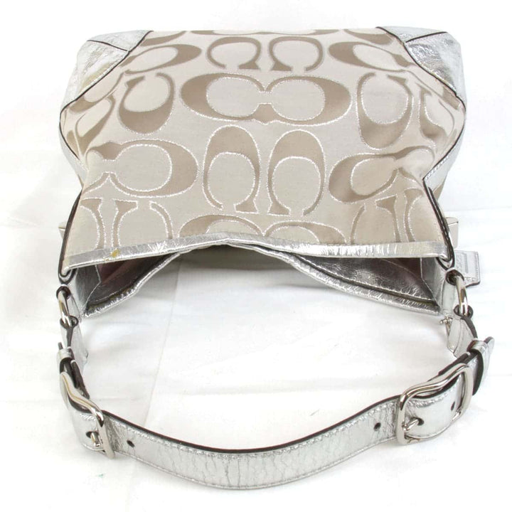 『USED』 
COACH コーチ 
 シグネチャーバッグ 19753M ショルダーバッグ 
キャンバス/レザー  シルバー×ベージュ