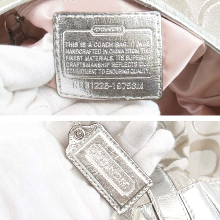 『USED』 
COACH コーチ 
 シグネチャーバッグ 19753M ショルダーバッグ 
キャンバス/レザー  シルバー×ベージュ