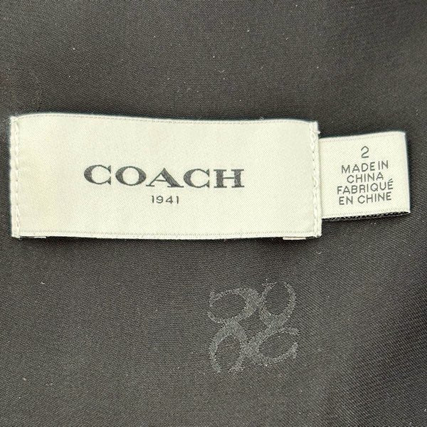 『USED良品』 
COACH コーチ 
 フリルブラウス サイズ2 長袖シャツ 
コットン /キュプラ ブラック