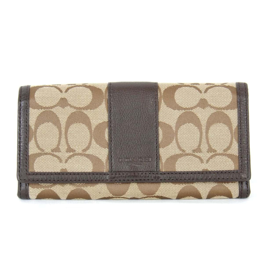 『USED』 
COACH コーチ 
 シグネチャー 長財布 
レザー/キャンバス  ブラウン