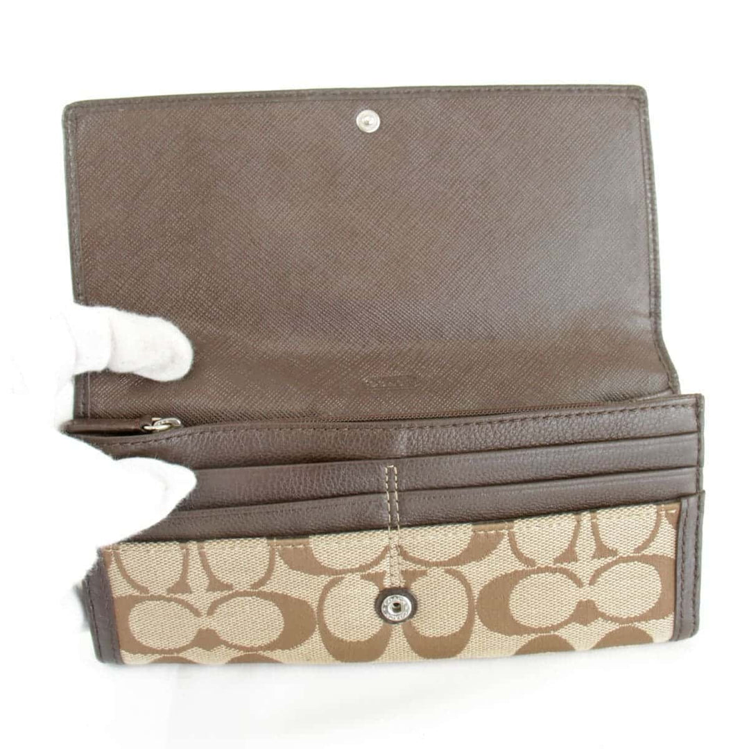 『USED』 
COACH コーチ 
 シグネチャー 長財布 
レザー/キャンバス  ブラウン
