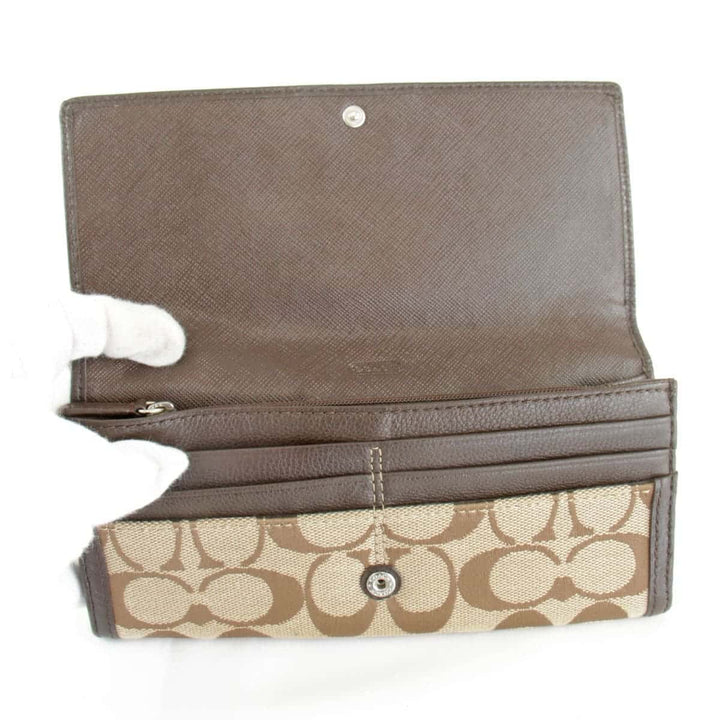 『USED』 
COACH コーチ 
 シグネチャー 長財布 
レザー/キャンバス  ブラウン
