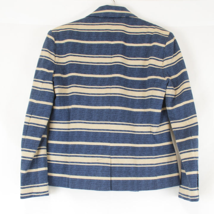 美品『USED』 
RALPH LAUREN ラルフローレン 
 ボーダージャケット XS テーラードジャケット 
コットン ブルー×ベージュ ベージュ地 マリンテイスト
