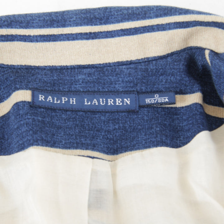 美品『USED』 
RALPH LAUREN ラルフローレン 
 ボーダージャケット XS テーラードジャケット 
コットン ブルー×ベージュ ベージュ地 マリンテイスト