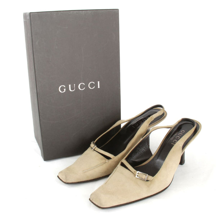 『USED』 
GUCCI グッチ 
 101 0338 37 ミュール 
スウェード ベージュ