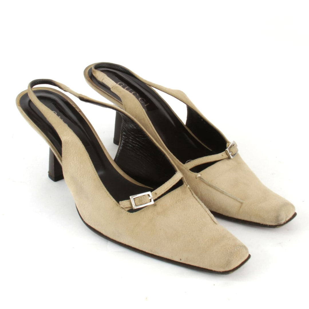 『USED』 
GUCCI グッチ 
 101 0338 37 ミュール 
スウェード ベージュ