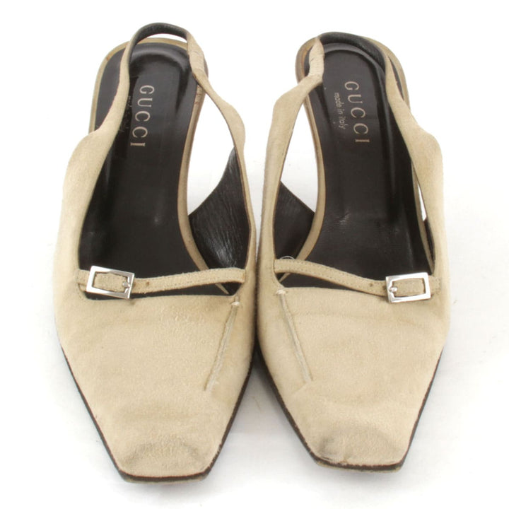 『USED』 
GUCCI グッチ 
 101 0338 37 ミュール 
スウェード ベージュ