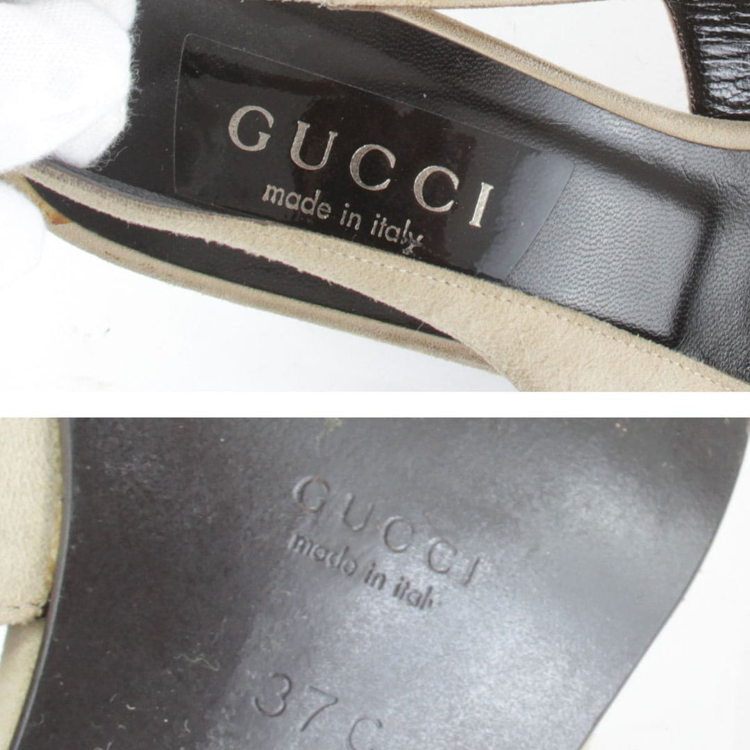 『USED』 
GUCCI グッチ 
 101 0338 37 ミュール 
スウェード ベージュ