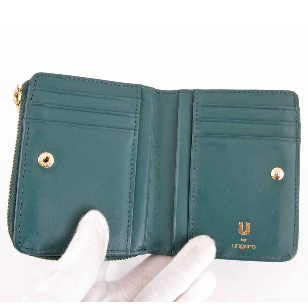 『USED』 
U by ungaro ユーバイウンガロ 
 二つ折り財布 
レザー グリーン