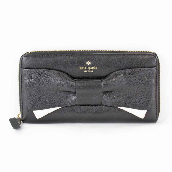 良品『USED』 
Kate Spade ケイトスペード 
 リボン 箱付 長財布 
レザー ブラック