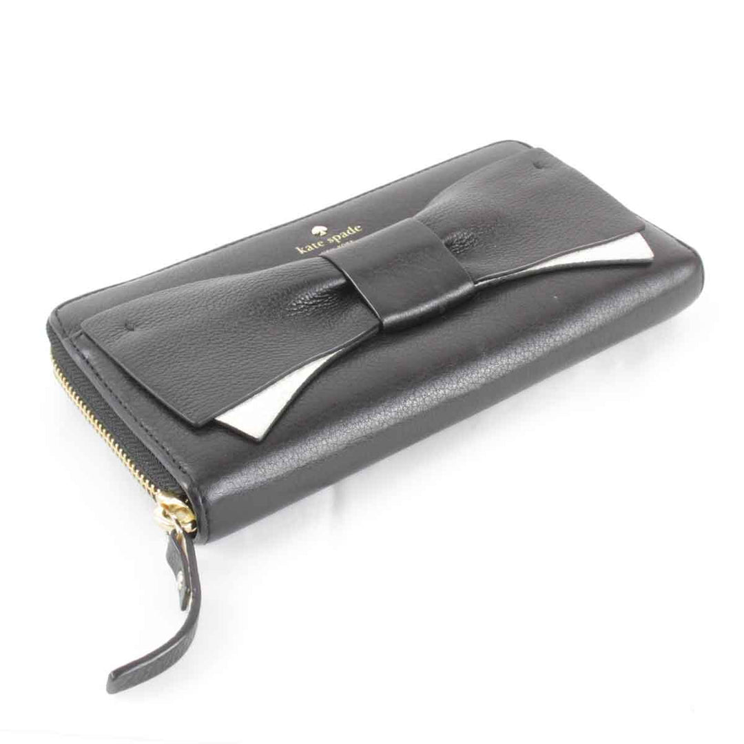 良品『USED』 
Kate Spade ケイトスペード 
 リボン 箱付 長財布 
レザー ブラック