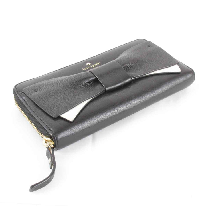 良品『USED』 
Kate Spade ケイトスペード 
 リボン 箱付 長財布 
レザー ブラック