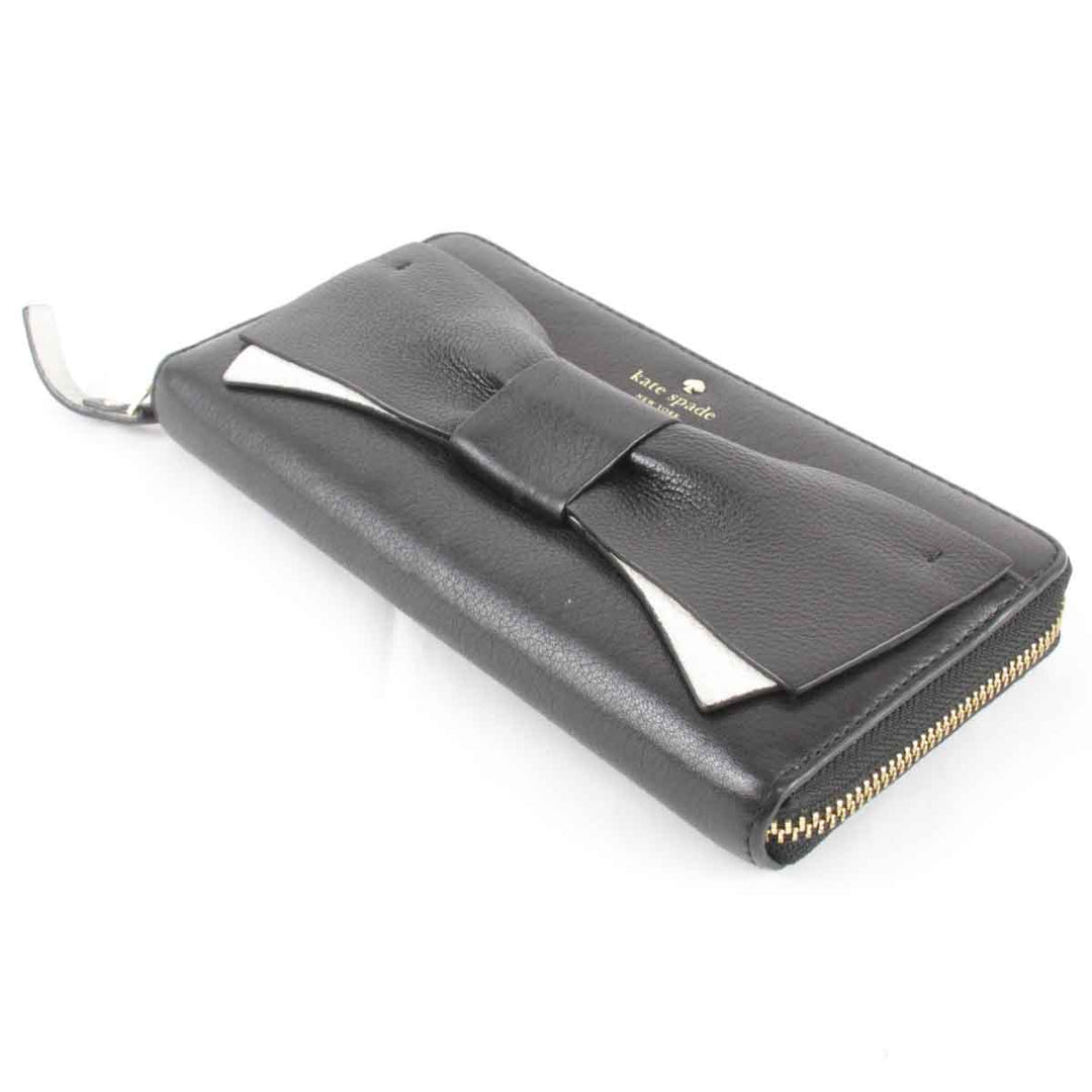 良品『USED』 
Kate Spade ケイトスペード 
 リボン 箱付 長財布 
レザー ブラック
