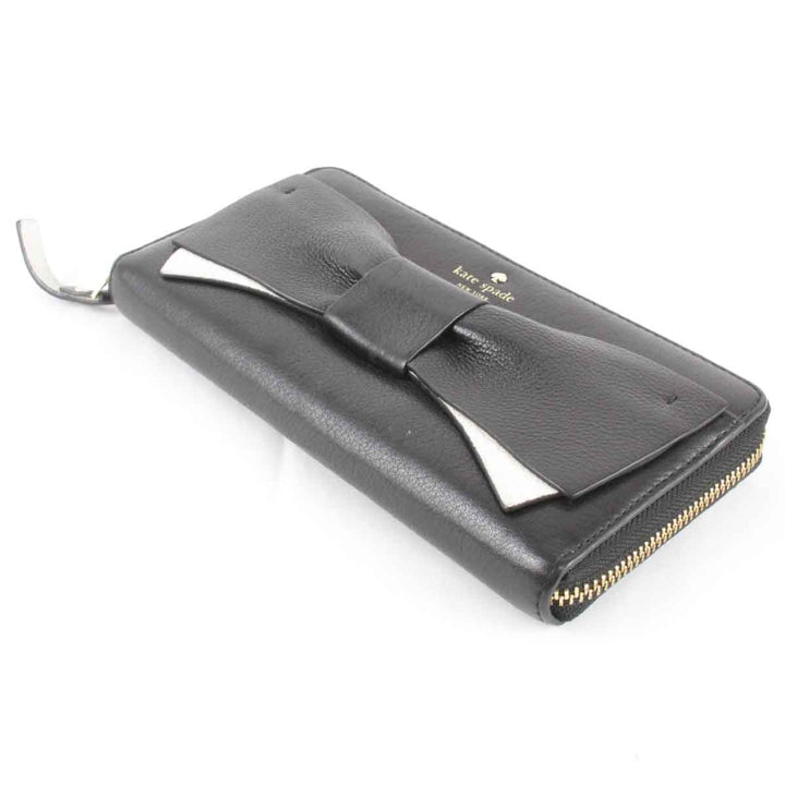 良品『USED』 
Kate Spade ケイトスペード 
 リボン 箱付 長財布 
レザー ブラック