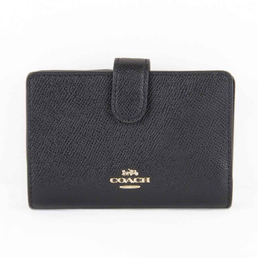 美品『USED』 
COACH コーチ 
 二つ折り財布 
レザー ブラック