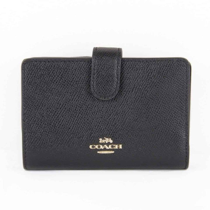 美品『USED』 
COACH コーチ 
 二つ折り財布 
レザー ブラック