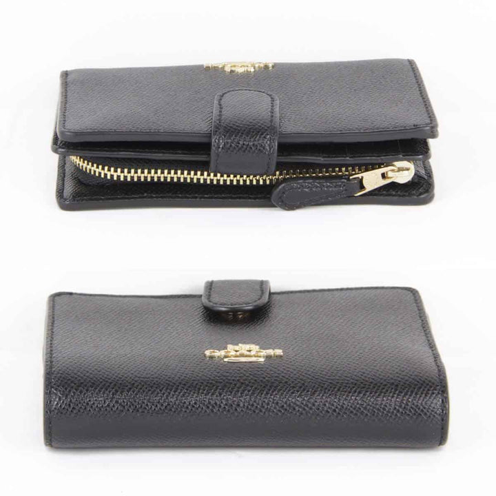 美品『USED』 
COACH コーチ 
 二つ折り財布 
レザー ブラック