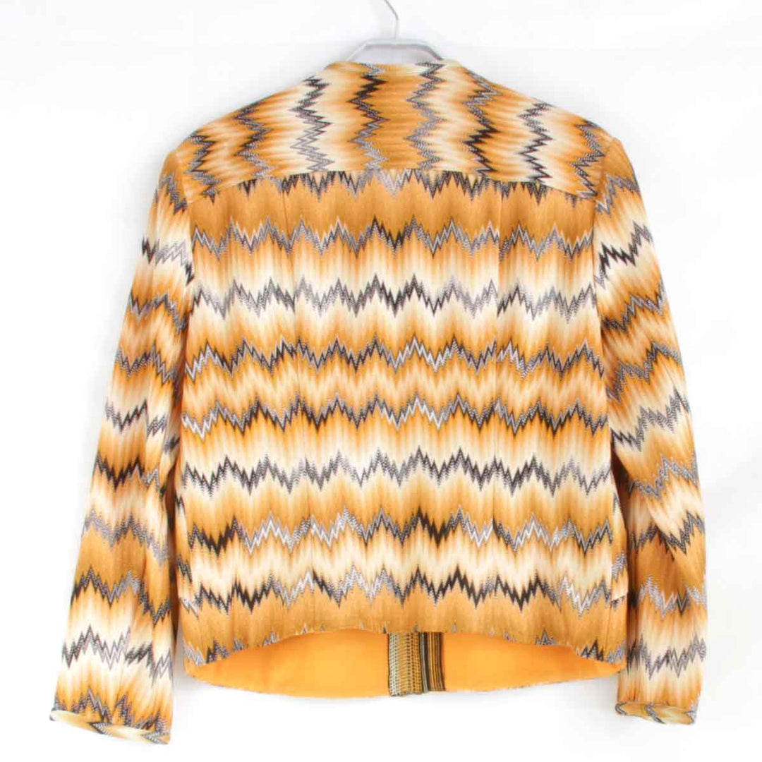 美品『USED』 
Missoni ミッソーニ 
 ジップアップ 168161 ノーカラージャケット 
レーヨン/ポリウレタン  オレンジ