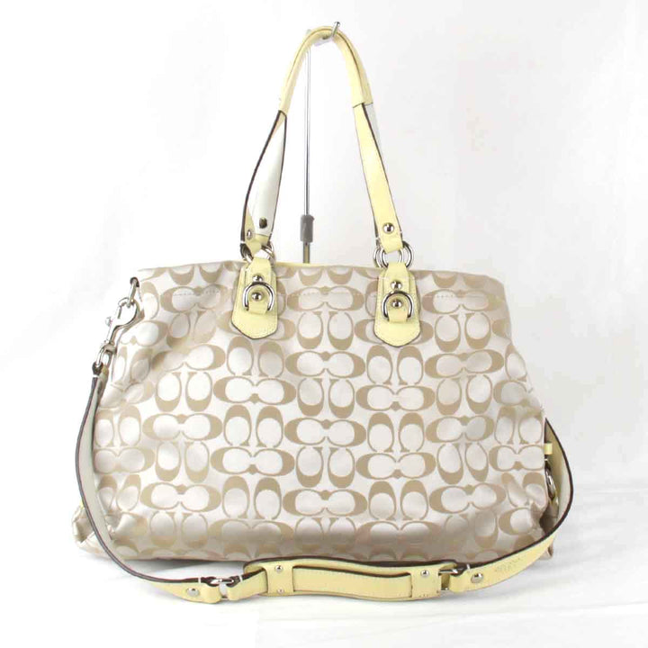 『USED』 
COACH コーチ 
 シグネチャー L1060-F15510 ショルダーバッグ 
キャンバス/レザー  イエロー