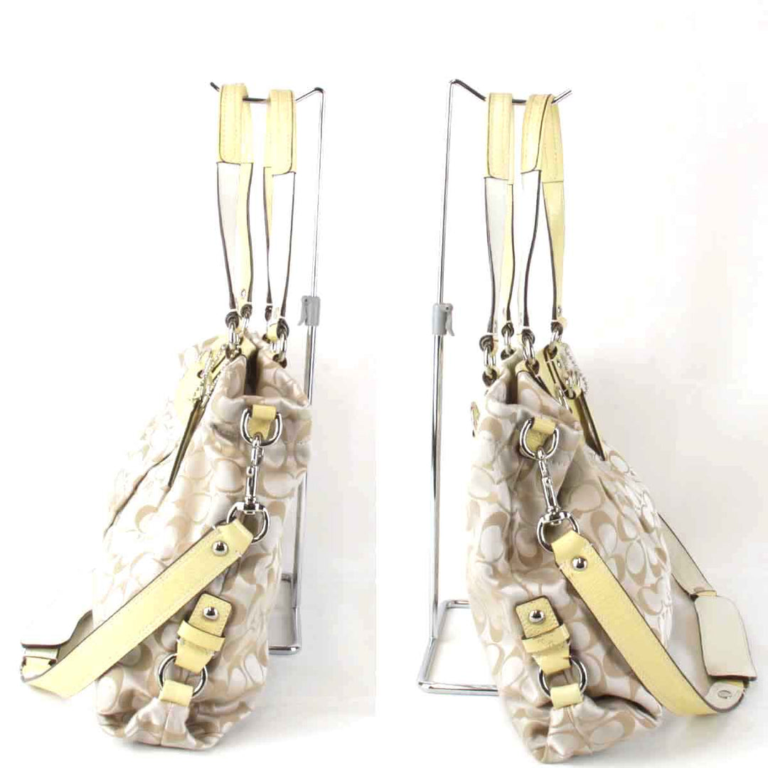 『USED』 
COACH コーチ 
 シグネチャー L1060-F15510 ショルダーバッグ 
キャンバス/レザー  イエロー
