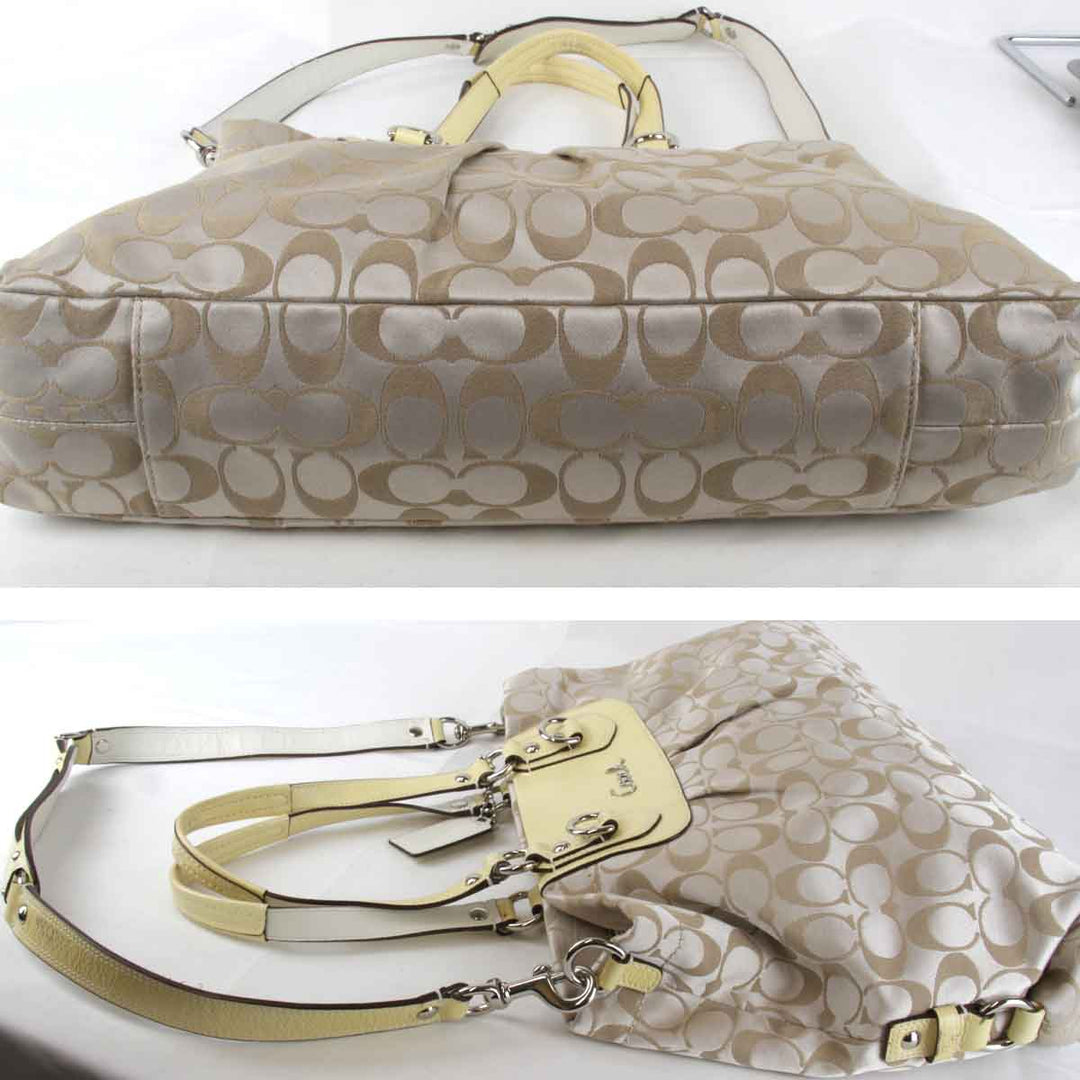『USED』 
COACH コーチ 
 シグネチャー L1060-F15510 ショルダーバッグ 
キャンバス/レザー  イエロー