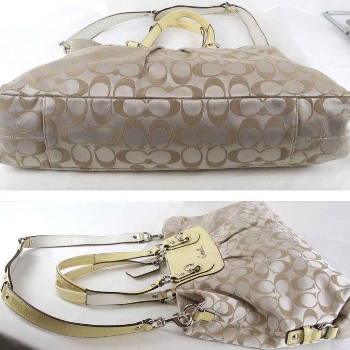 『USED』 
COACH コーチ 
 シグネチャー L1060-F15510 ショルダーバッグ 
キャンバス/レザー  イエロー