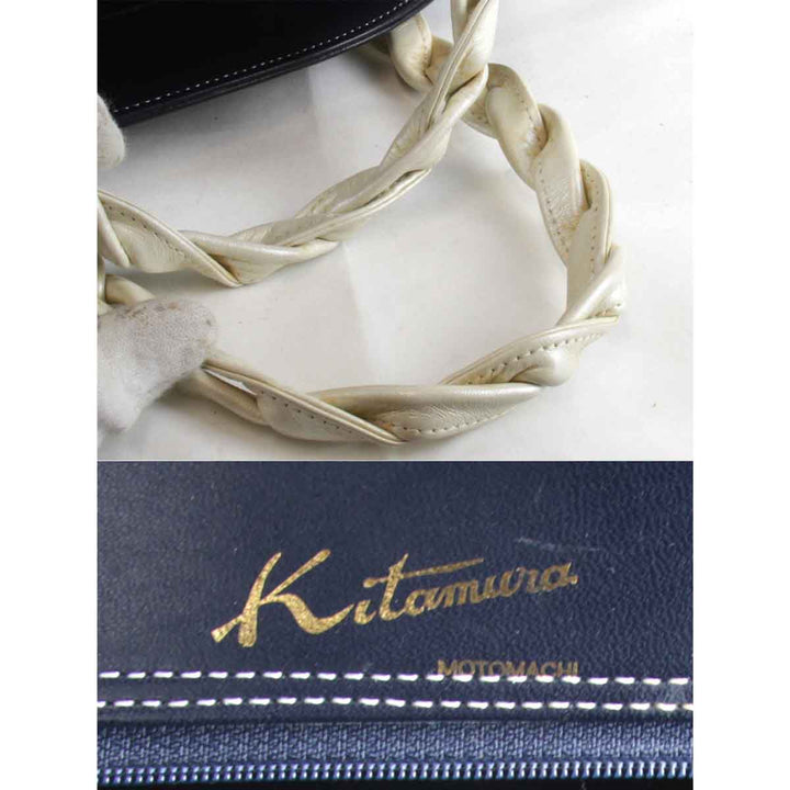 『USED』 
Kitamura キタムラ 
 ハンドバッグ 
レザー ネイビー