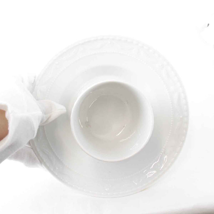 『USED』 
 
 ソーサ一体型シュガーポット（スプーン付） 陶器 食器 
陶磁器 ホワイト
