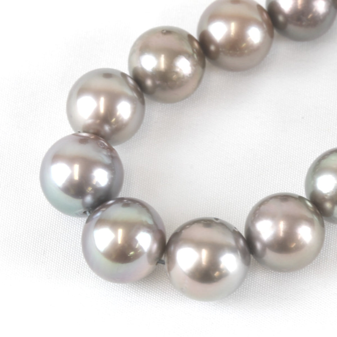 美品『USED』 ブラックパール（黒蝶真珠）/シルバー 
 南洋黒蝶 本真珠ネックレス 8mm~12mm 鑑別書/箱有 ネックレス
 深みのあるブラウンブラック