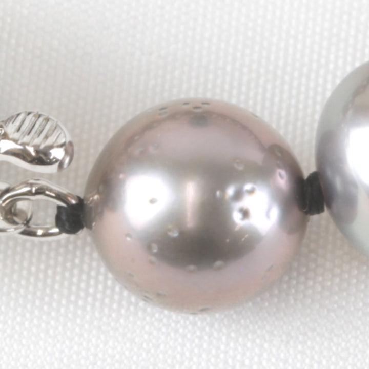 美品『USED』 ブラックパール（黒蝶真珠）/シルバー 
 南洋黒蝶 本真珠ネックレス 8mm~12mm 鑑別書/箱有 ネックレス
 深みのあるブラウンブラック