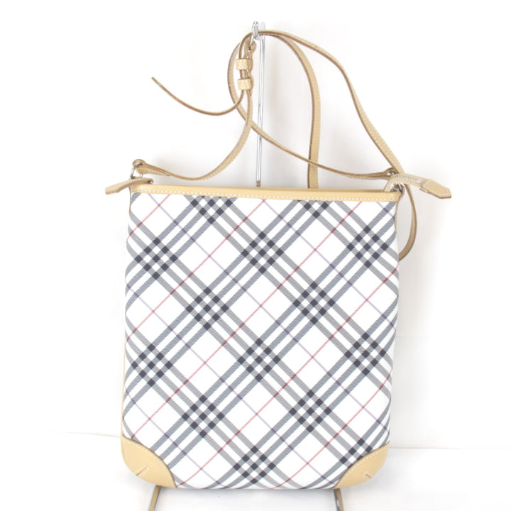 良品『USED』 
BURBERRY バーバリー 
 ブルーレーベル ショルダーバッグ 
ナイロン/レザー ホワイト チェック