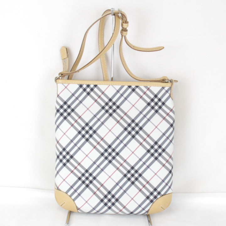 良品『USED』 
BURBERRY バーバリー 
 ブルーレーベル ショルダーバッグ 
ナイロン/レザー ホワイト チェック