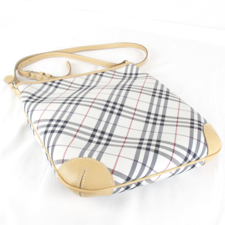 良品『USED』 
BURBERRY バーバリー 
 ブルーレーベル ショルダーバッグ 
ナイロン/レザー ホワイト チェック