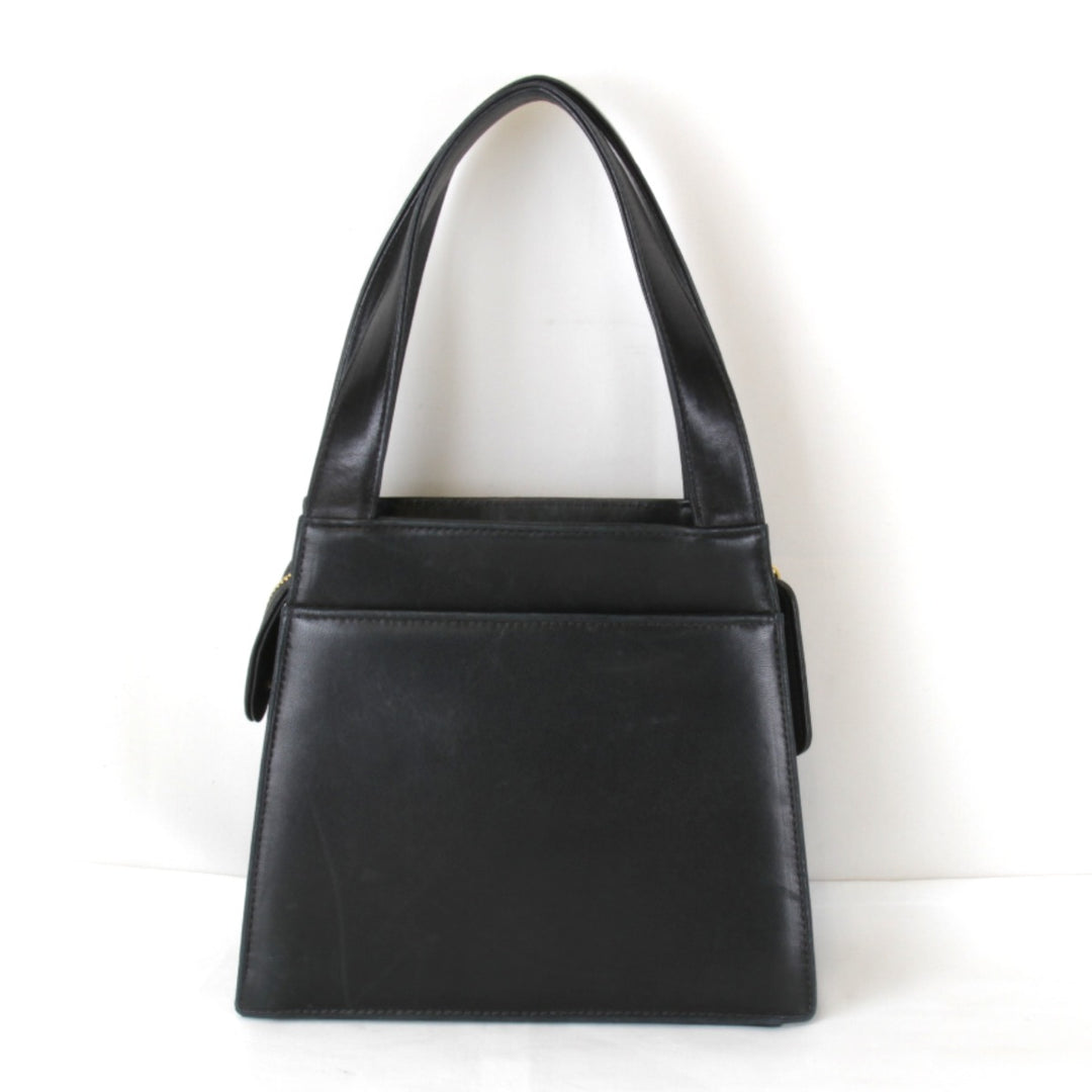 【価格改定】『USED』 
CHANEL シャネル 
 ロゴ ラムスキン ゴールド金具 ハンドバッグ 
レザー ブラック