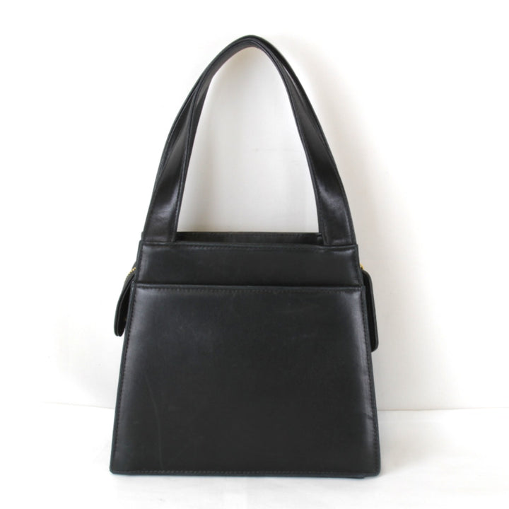 【価格改定】『USED』 
CHANEL シャネル 
 ロゴ ラムスキン ゴールド金具 ハンドバッグ 
レザー ブラック
