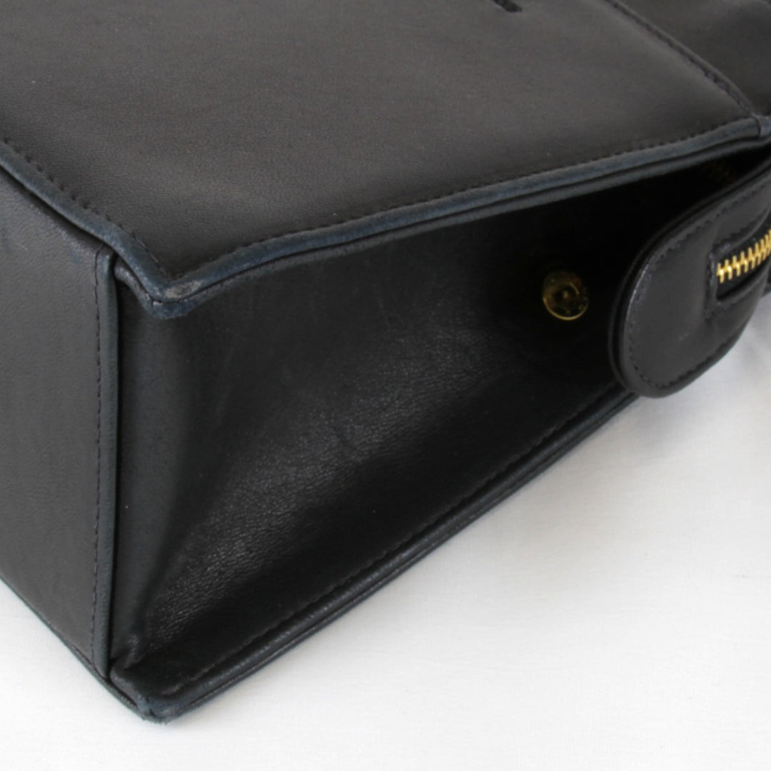 【価格改定】『USED』 
CHANEL シャネル 
 ロゴ ラムスキン ゴールド金具 ハンドバッグ 
レザー ブラック