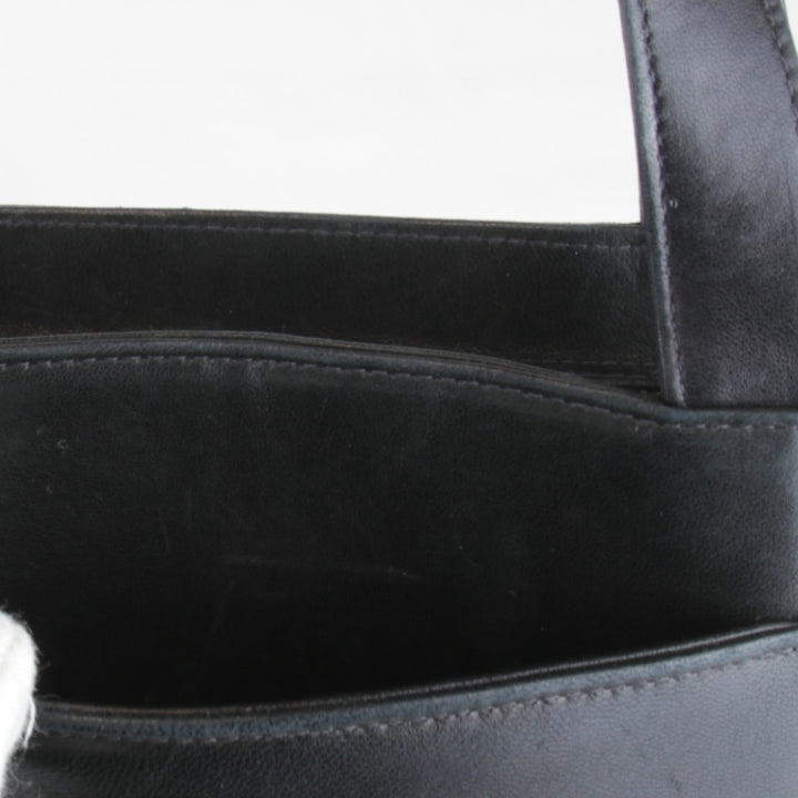 【価格改定】『USED』 
CHANEL シャネル 
 ロゴ ラムスキン ゴールド金具 ハンドバッグ 
レザー ブラック