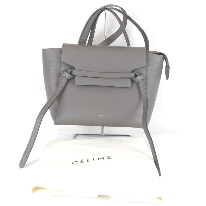 【価格改定】美品『USED』 
CELINE セリーヌ 
 ベルトバッグ マイクロ 2WAY 保存袋有 ショルダーバッグ 
レザー グレー
