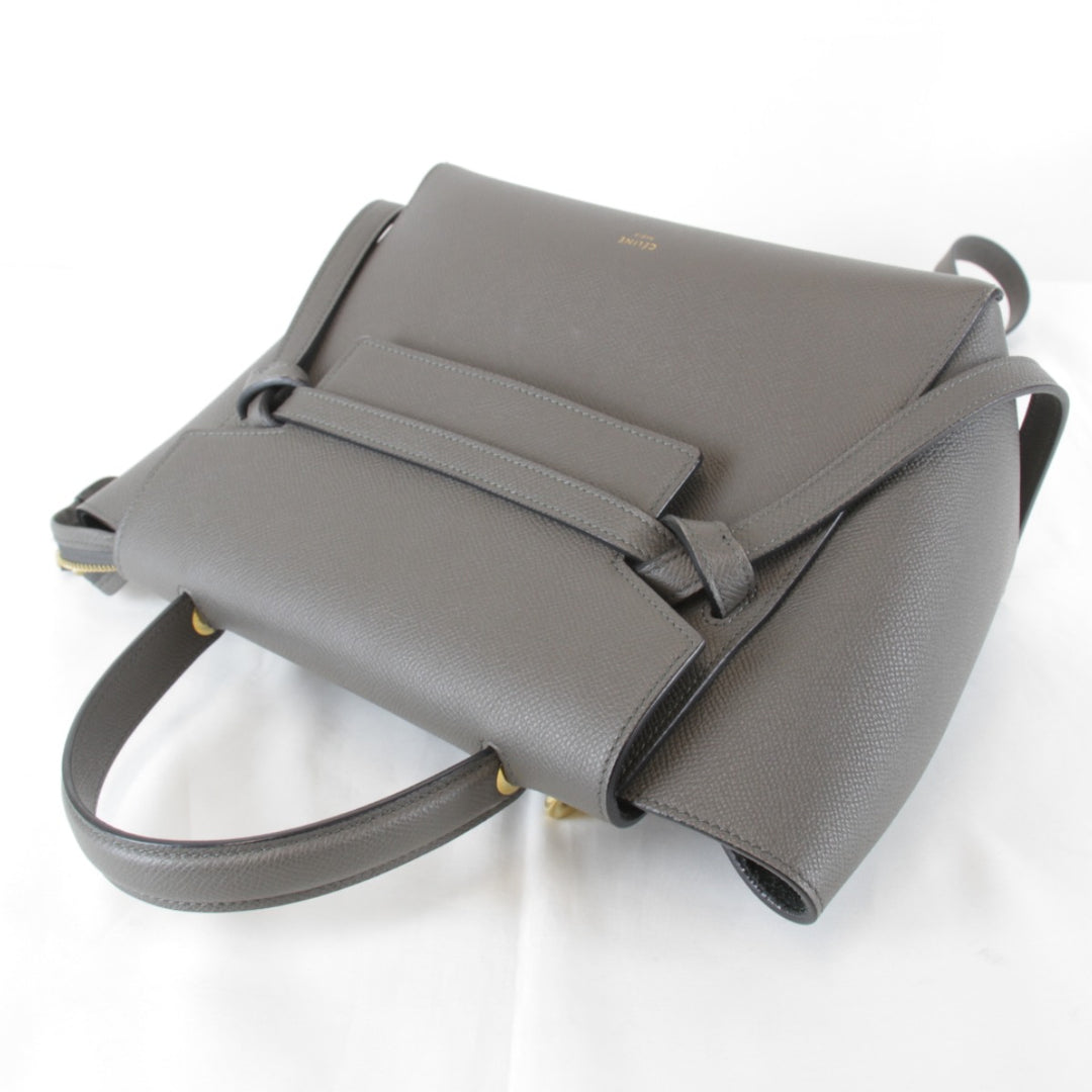 【価格改定】美品『USED』 
CELINE セリーヌ 
 ベルトバッグ マイクロ 2WAY 保存袋有 ショルダーバッグ 
レザー グレー