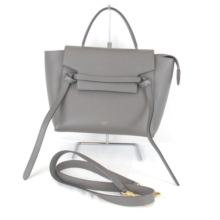 【価格改定】美品『USED』 
CELINE セリーヌ 
 ベルトバッグ マイクロ 2WAY 保存袋有 ショルダーバッグ 
レザー グレー