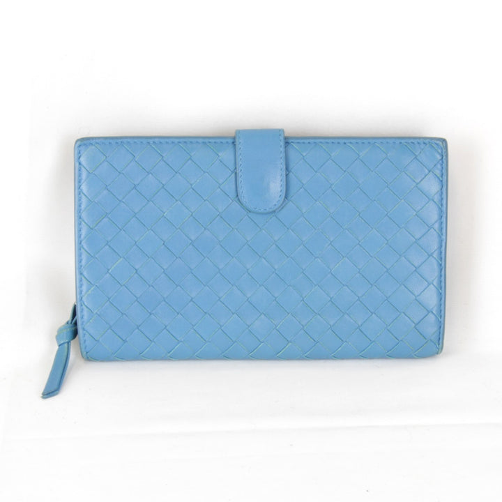 『USED』 
BOTTEGAVENETA ボッテガヴェネタ 
 イントレチャート 114074 二つ折り財布 
レザー ブルー