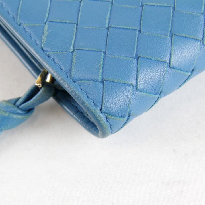 『USED』 
BOTTEGAVENETA ボッテガヴェネタ 
 イントレチャート 114074 二つ折り財布 
レザー ブルー