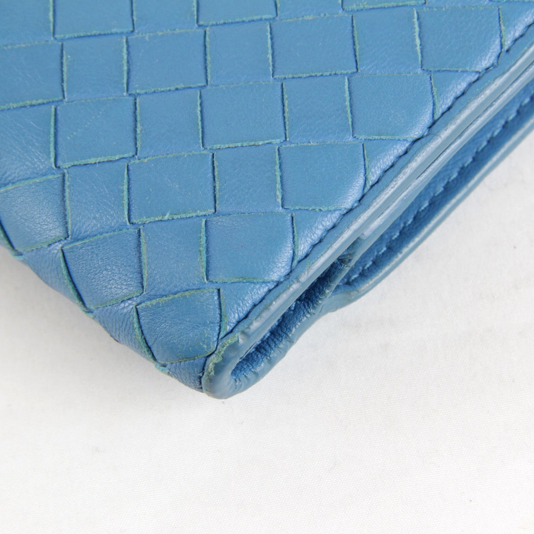 『USED』 
BOTTEGAVENETA ボッテガヴェネタ 
 イントレチャート 114074 二つ折り財布 
レザー ブルー