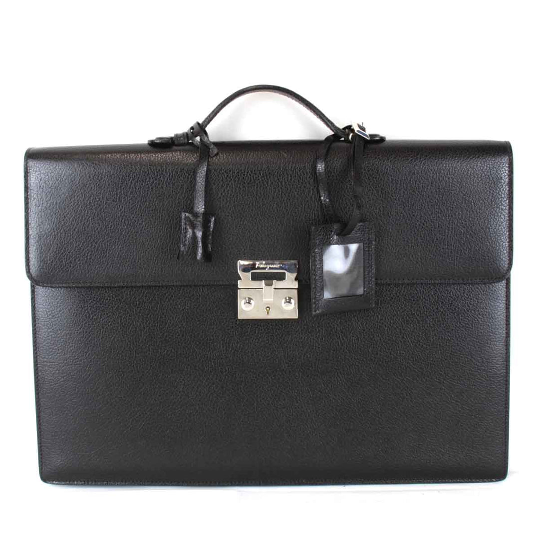 良品『USED』 
Salvatore Ferragamo フェラガモ 
 ビジネスバッグ 
レザー ブラック