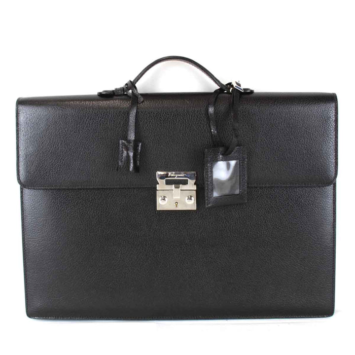 良品『USED』 
Salvatore Ferragamo フェラガモ 
 ビジネスバッグ 
レザー ブラック