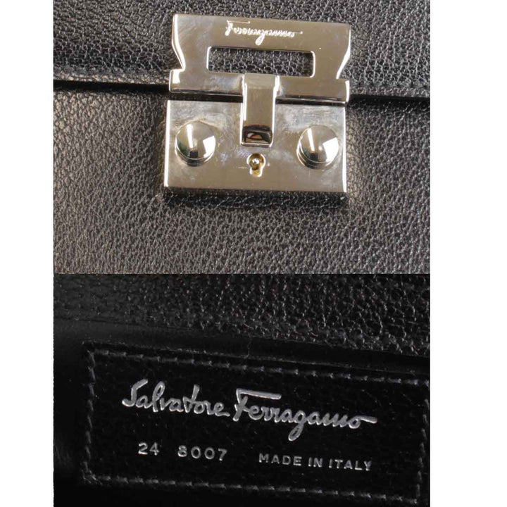 良品『USED』 
Salvatore Ferragamo フェラガモ 
 ビジネスバッグ 
レザー ブラック