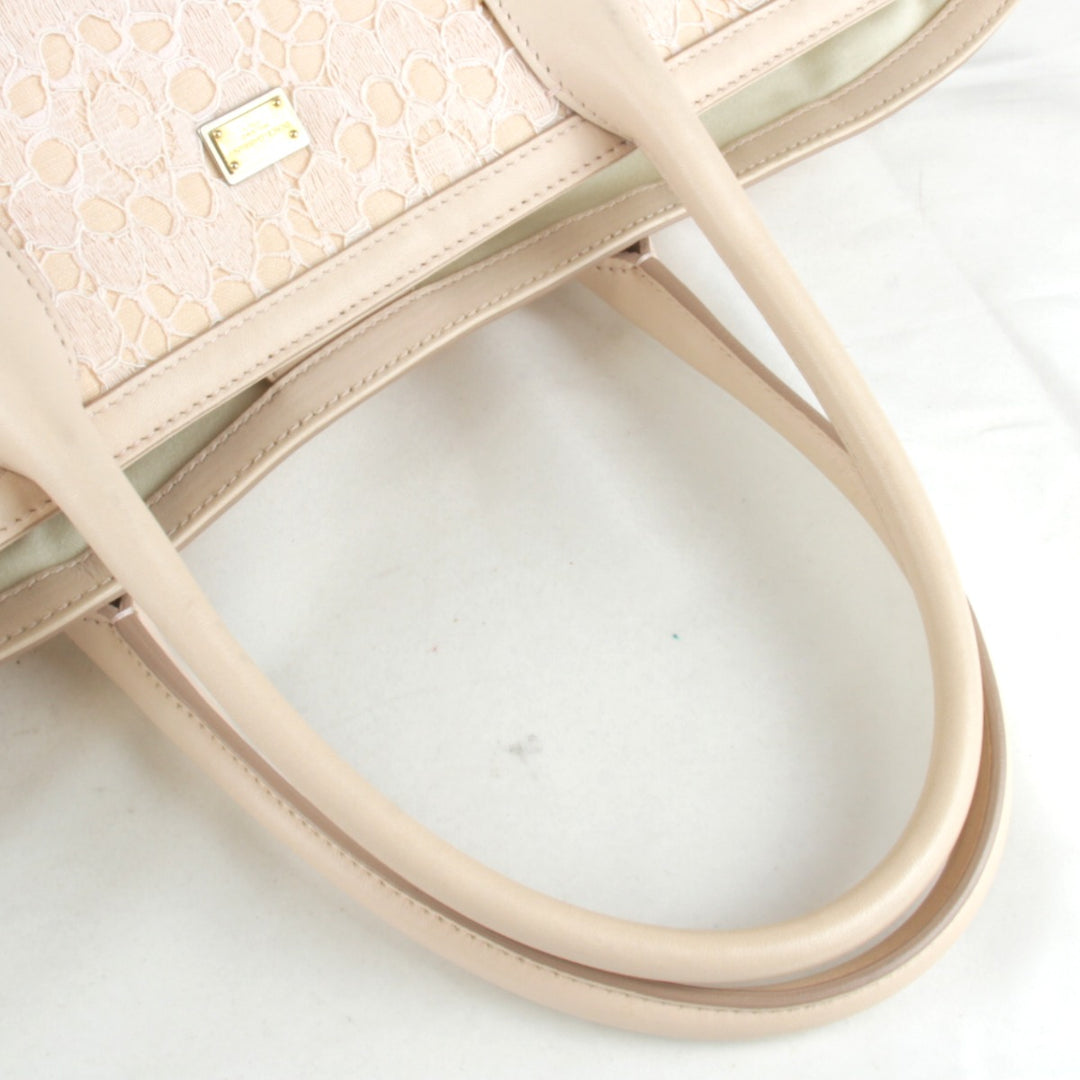 良品『USED』 
DOLCE&GABBANA ドルチェアンドガッバーナ 
 トートバッグ 
レザー ピンクベージュ