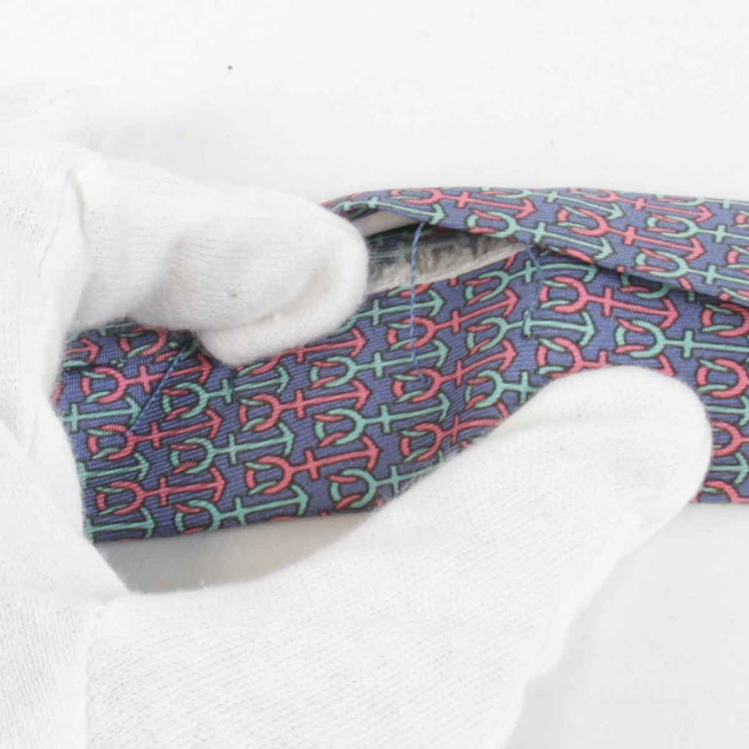 『USED』 
HERMES エルメス 
 ネクタイ 
シルク ブルー×ピンク