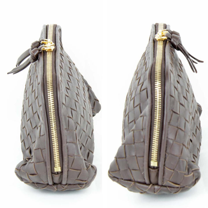 『USED』 
BOTTEGAVENETA ボッテガヴェネタ 
 イントレチャート ポーチ 
レザー ブラウン