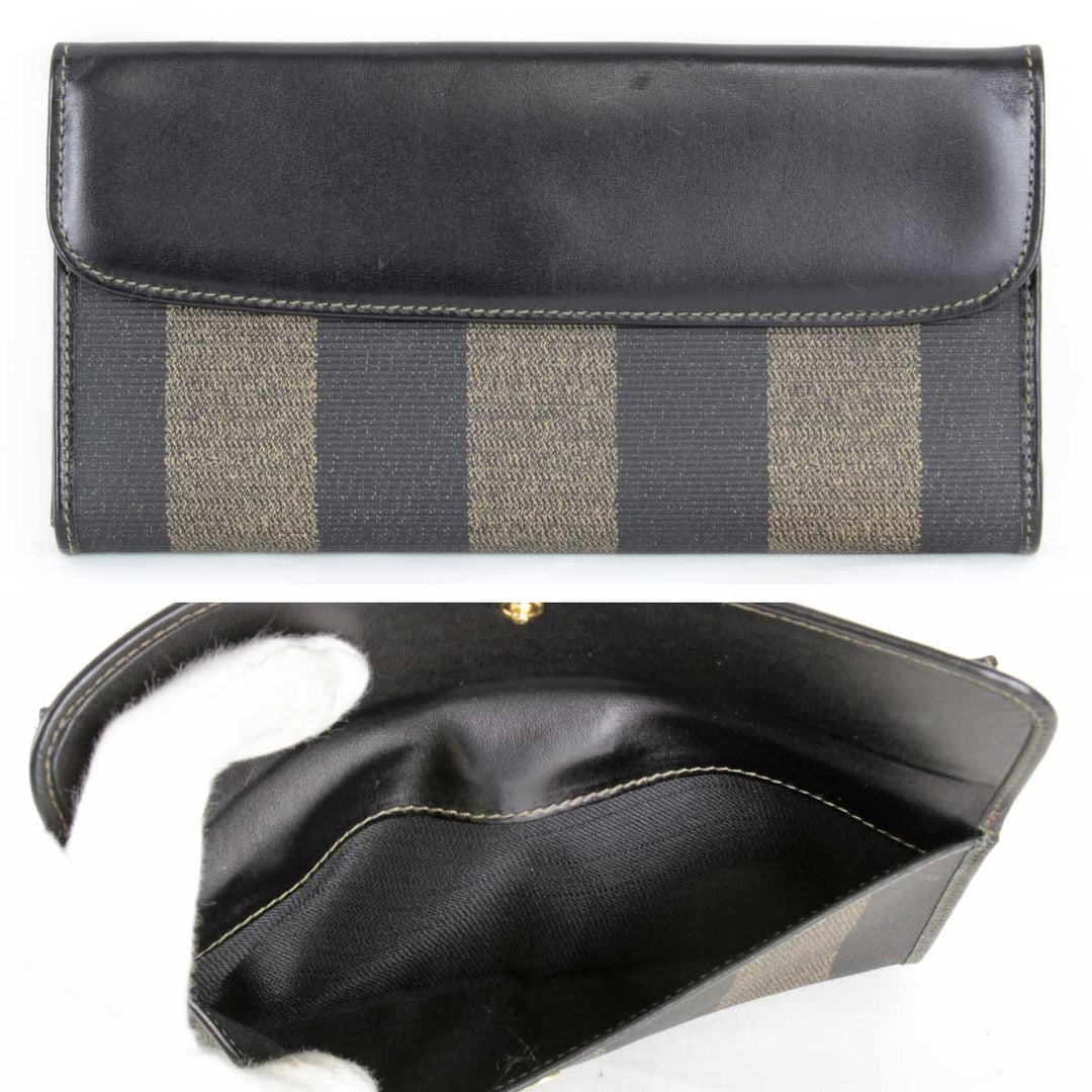 『USED』 
FENDI フェンディ 
 ペカン 2804-30806・079 長財布 
レザー カーキ